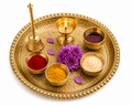Brass Pooja Thali Set – Handmade Aarti Thali (7 inch) | Mandir & Festival Pooja
